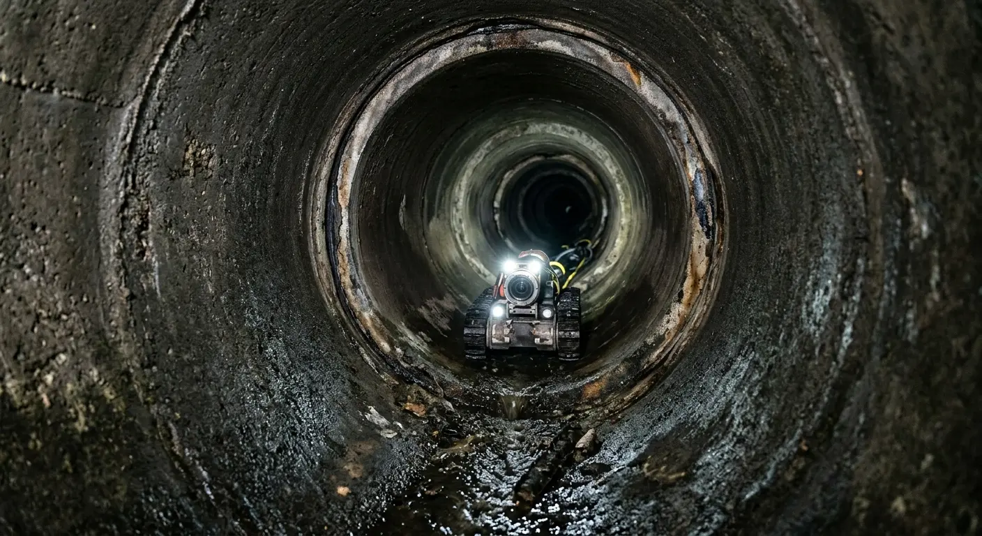 Robotic sewer camera inspecting pipe interior for Drain Snake Service in Peoria Heights